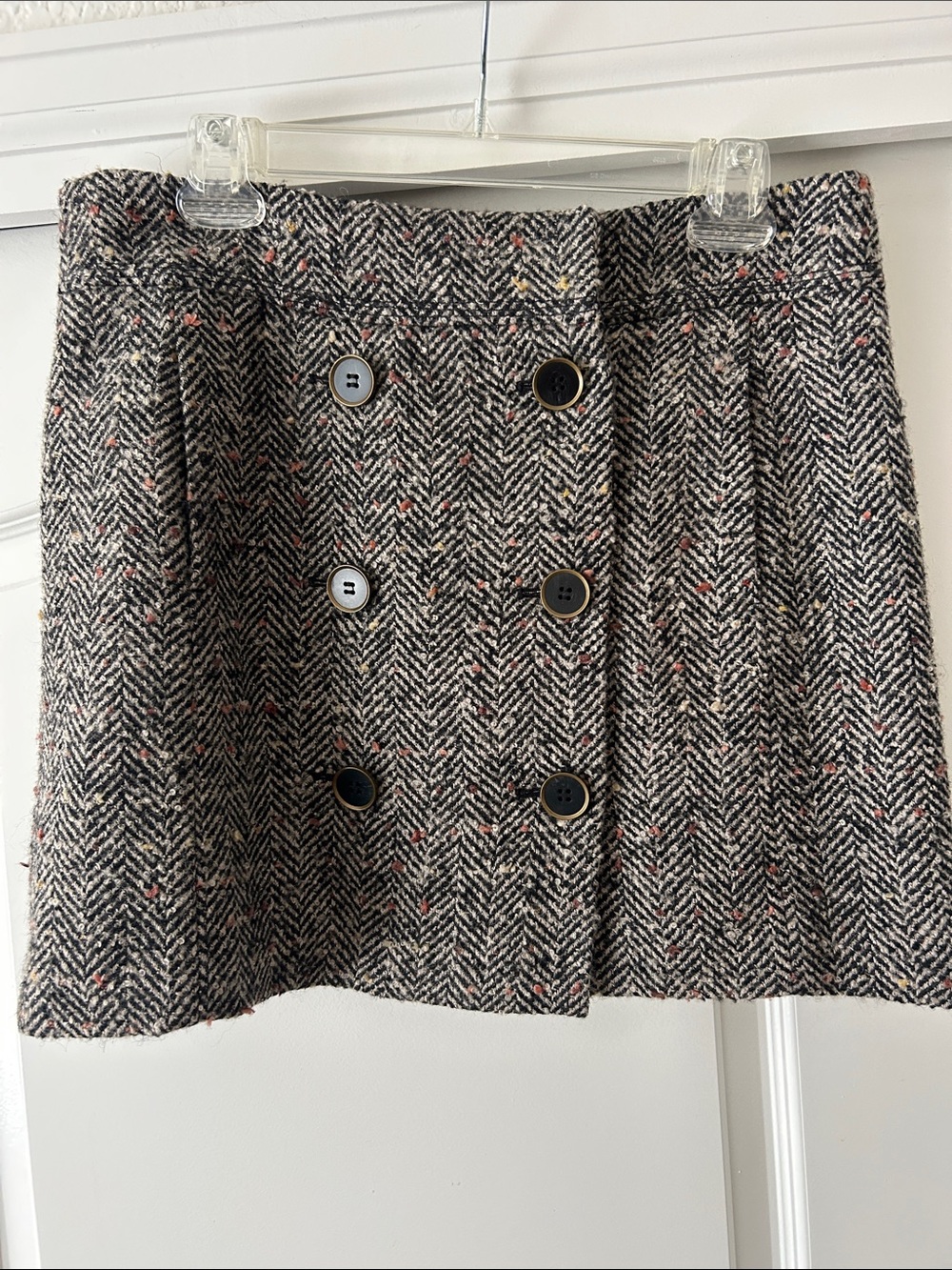 Loft Fashion Black & White Herringbone Mini Skirt with Multicolor Flecks